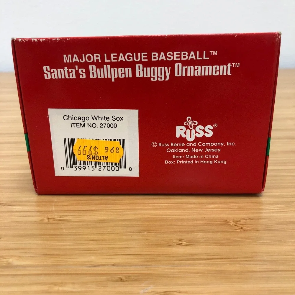 Russ Ornament Chicago White Sox Black Santa Bullpen Buggy MLB